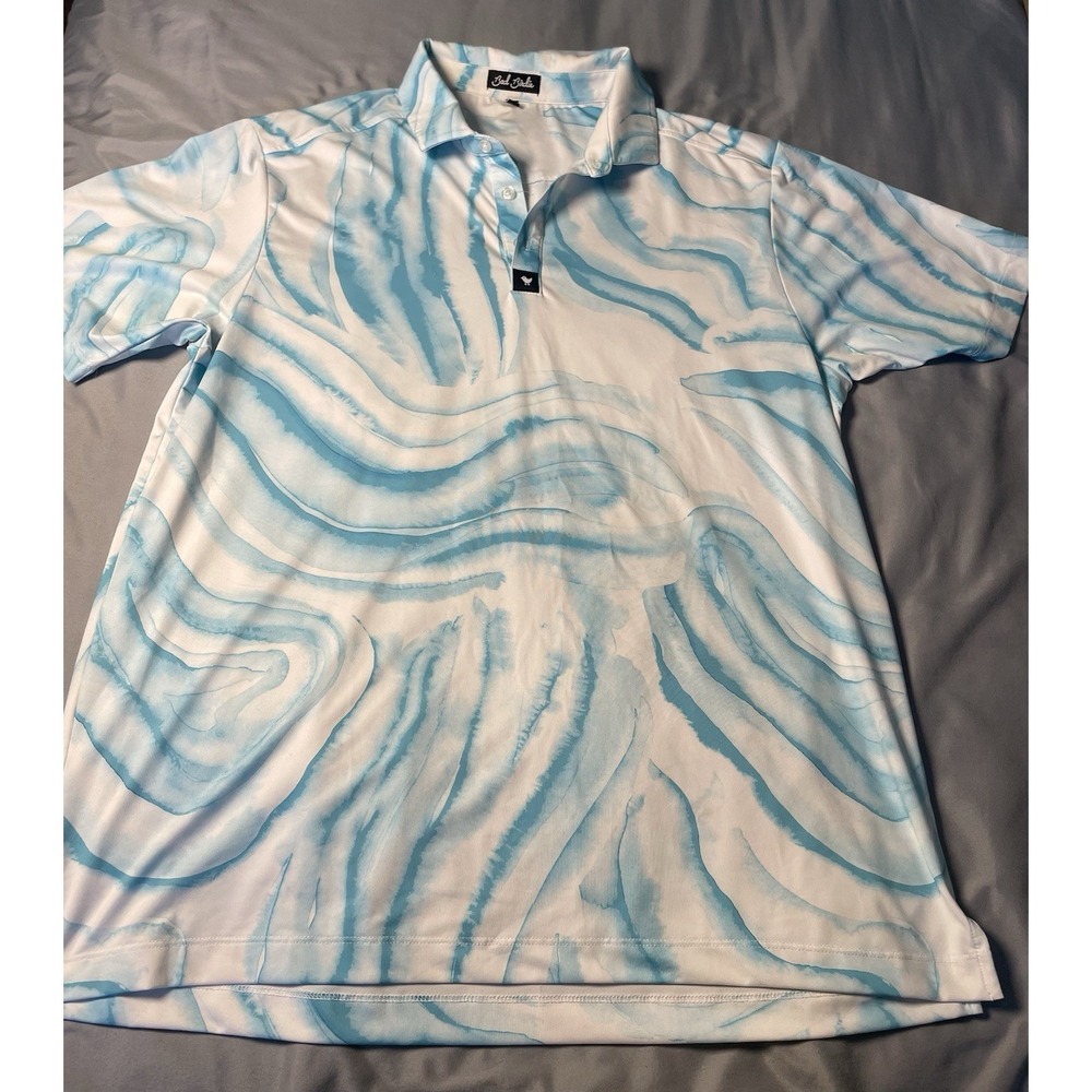 Bad Birdie Men's Golf Performance Short Sleeve Polo Blue/White Swirl Sz XL